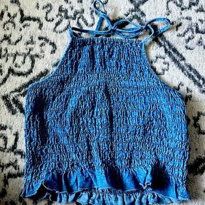 Ruffled jean tank top